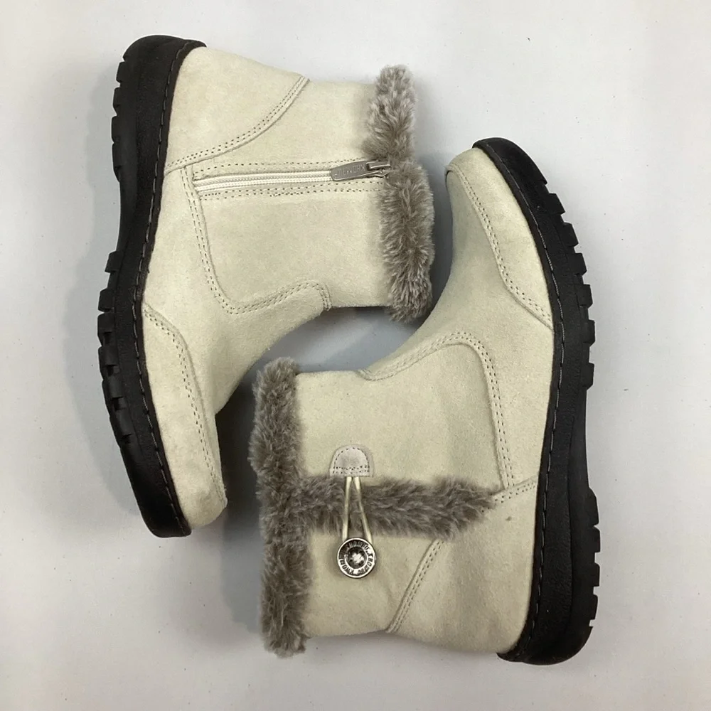Khombu Iris Leather Suede Winter Ankle Boots Booties Size 10